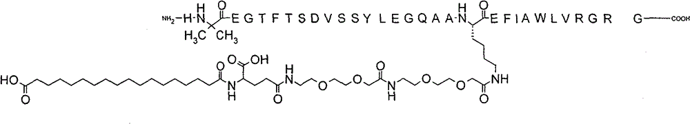 A chemical structure with letters and numbers from semaglutide patent in China